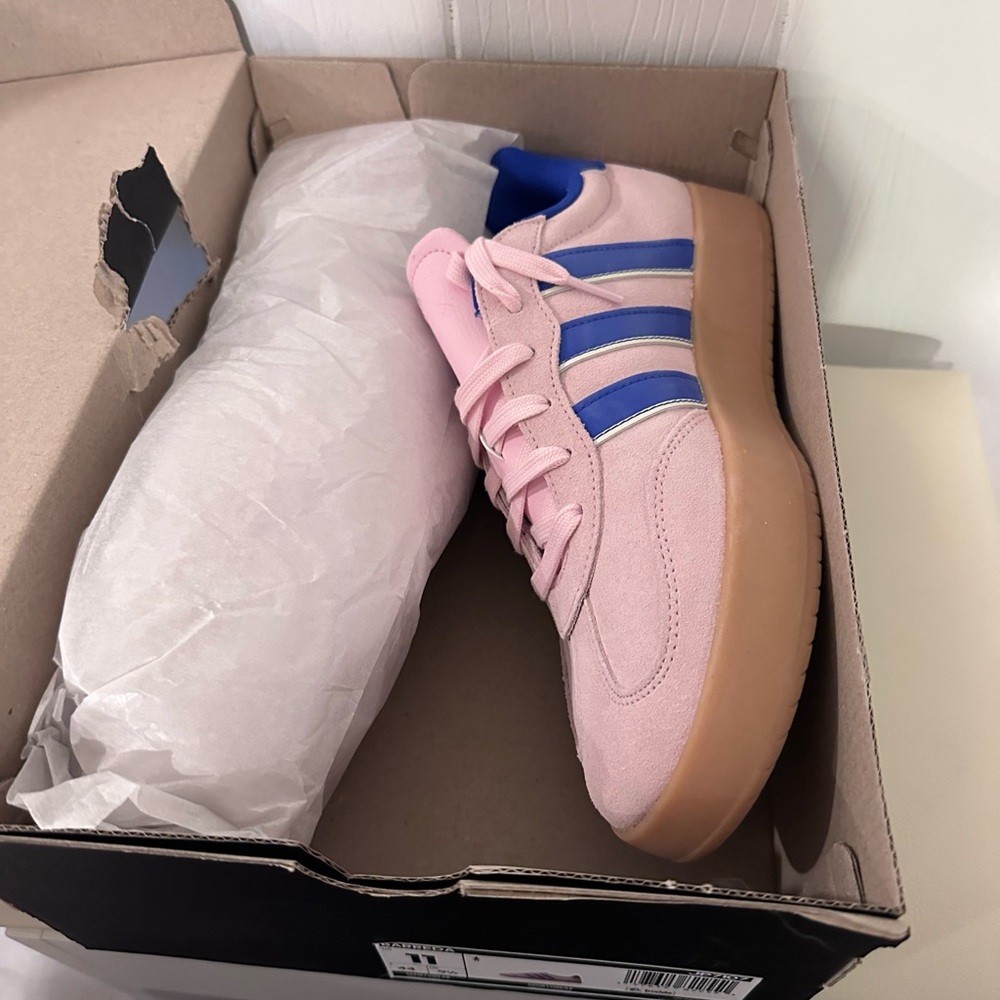 adidas Pink and Blue Suede Low-Top Sneakers - Picture 4 of 5